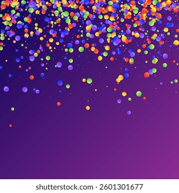 Holographic Memphis Confetti Background. Abstract Vector Geometric Kid Rainbow Pattern. Pride Graphic Lines for Winners and Birthday Cards. 2026 Neon Party. Poster Cover in 80s Style.