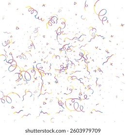 Holographic Memphis Confetti Background. Abstract Vector Geometric Kid Rainbow Pattern. Pride Graphic Lines for Winners and Birthday Cards. 2025 Neon Party. Poster Cover in 80s Style.