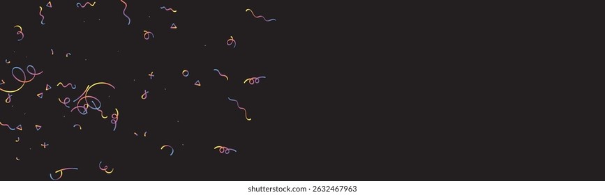 Holographic Memphis Confetti Background. Abstract Vector Geometric Kid Rainbow Pattern. Pride Graphic Lines for Winners and Birthday Cards. 2025 Neon Party. Poster Cover in 80s Style.