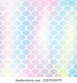 Holographic mermaid background with gradient scales. Bright color transitions. Fish tail banner and invitation. Underwater and sea pattern for party. Futuristic backdrop with holographic mermaid.