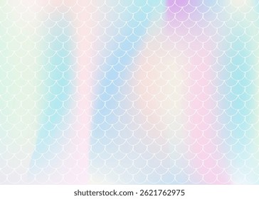 Holographic mermaid background with gradient scales.