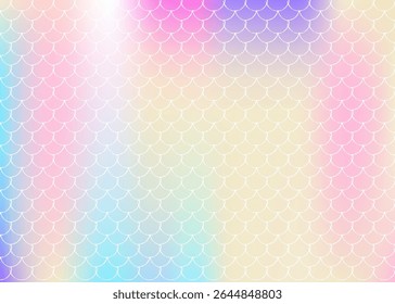 Holographic mermaid background with gradient scales.