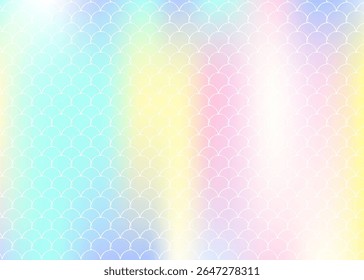Holographic mermaid background with gradient scales.