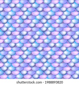 Holographic Mermaid tail iridescent seamless pattern tile. Summer decorative pattern for beach wear, party supplies. stationery, textile print. Fish scale texture. Metallic fish skin seamless pattern