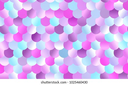 Holographic Mermaid Tail Scales Seamless Vector Pattern. Iridescent Violet, Pink and Aqua Blue Gradient Sequins Print. Glistening Fish Skin Scalloped Background. Repeating Pattern Tile Swatch Included