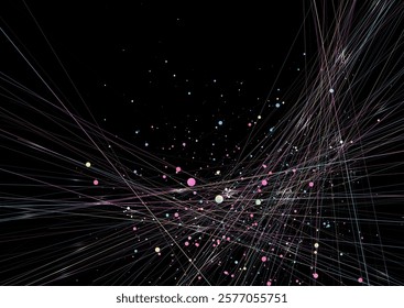 Holographic minimal lines and small particles abstract background. Vector design