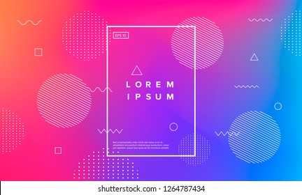 Holographic Neon Background With Geometric Elements. Vaporwave Style.