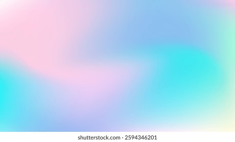 Holographic neon vector background. Rainbow liquid texture bg. Pastel trend iridescent metallic backdrop. Colorful template for presentation, cover, and wallpaper. Abstract blue and pink gradient