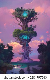 Holographic oracle tree house Decor