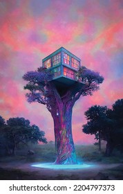 Holographic oracle tree house Decor