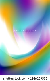 Holographic paint explosion design, fluid colors flow, colorful storm. Liquid mixing colours motion concept, trendy abstract background layout template for business presentation, app wallpaper banner