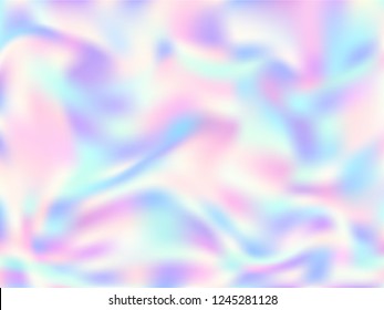 Holographic paper abstract background in neon colors. Fashion magazine cover background with neon metallic gradient hologram. Holographic vector design for poster, brochure, invitation, cover.