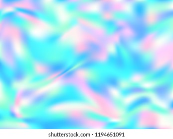 Holographic paper beautiful background in neon colors. Fashion magazine cover background with neon metallic gradient hologram. Holographic vector design for poster, brochure, invitation, cover.