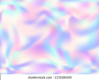 Holographic paper cool background in neon colors. Fashion magazine cover background with neon metallic gradient hologram. Holographic vector design for poster, brochure, invitation, cover.