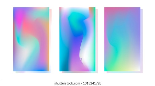 Holographic paper/ foil. Set of abstract vector backgrounds and textures for design.