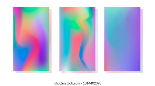 Holographic paper/ foil. Set of abstract vector backgrounds and textures for design.