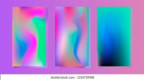 Holographic paper/ foil. Set of abstract vector backgrounds and textures for design.