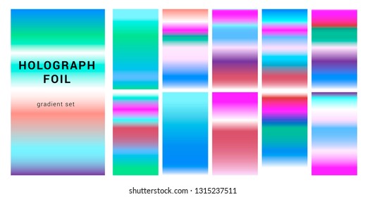 Holographic paper/ foil. Set of abstract vector backgrounds and textures for design.