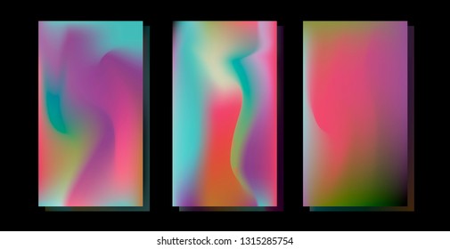 Holographic paper/ foil. Set of abstract vector backgrounds and textures for design.