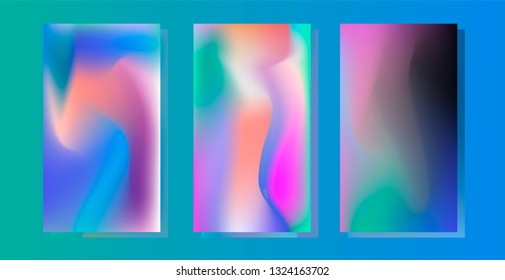 Holographic paper/ foil. Set of abstract vector backgrounds and textures for design.