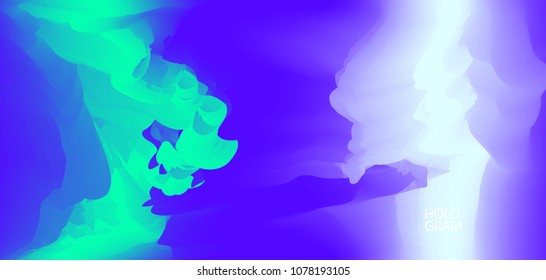 Fondo del vector de papel holográfico. Textura iridiscente Glam Vivid Horizontal. Papel de escritorio de Neon Cool Teal Vibrante Gradient. Luces no focalizadas, fondo holográfico de contraste, patrón hipster brillante
