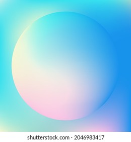 Holographic pastel  colored gradient sphere in blue  pink    yellow  Vibrant gradient banner and bright glow gradient background  Vector Illustration 
