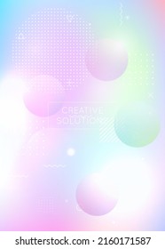 Holographic Pattern. Hipster Fluid. Liquid Presentation. Trendy Flyer. Tech Graphic. Round Multicolor Magazine. Blue Space Shape. Summer Dots. Purple Holographic Pattern