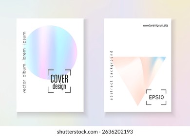 Holographic Pattern. Holograph Fluid. Graphic Vector. Digital Concept. Abstract Shape. Colorful White Brochure. Violet Color Cover. Pink Holographic Pattern