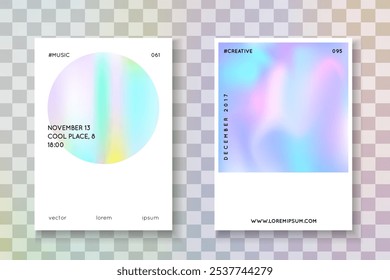 Holographic Pattern. Memphis Banner. Plastic Effect. Isolated Pearl Brochure. Violet Pearlescent Flyer. Geometric Background. Minimalist Shape. Blue Holographic Pattern