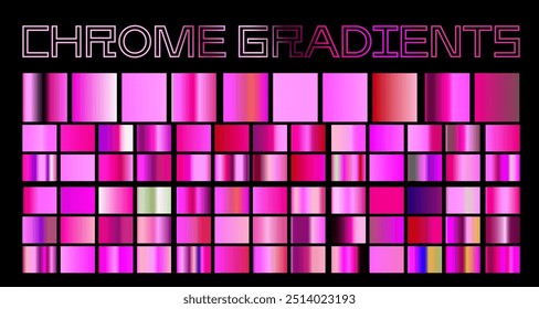 Holographic pinkish gradients of bright chrome metallic colors for design and vector illustrations.