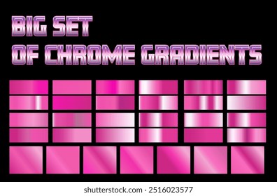 Holographic pinkish gradients of bright chrome metallic colors for design and vector illustrations.