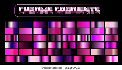 Holographic pinkish gradients of bright chrome metallic colors for design and vector illustrations.