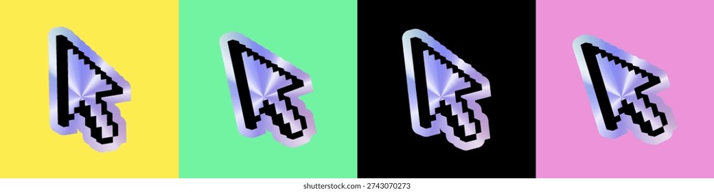 Icono cursor píxel holográfico