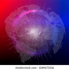 Holographic planet earth. technological background.