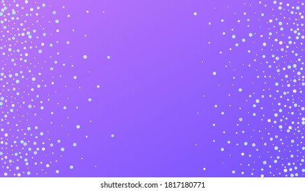 Holographic Polka Christmas Blue Background. Multicolored Transparent Confetti Illustration. Carnaval Backdrop. Gradient Celebrate Background.