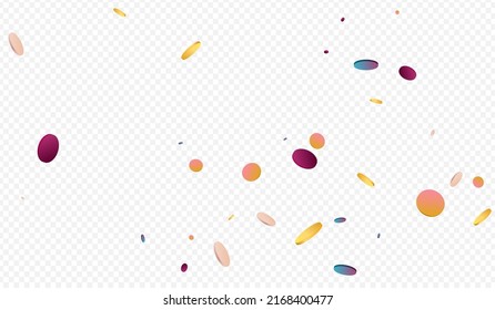 Holographic Polka Christmas Transparent Background. Colored Carnival Confetti Texture. Happy Pattern. Gradient Invitation Illustration.