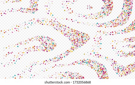 Holographic Polka Top Transparent Background. Gradient Celebrate Round Invitation. Effect Illustration. Multicolored Celebration Pattern.