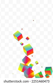 Holographic Polygon Vector Transparent Background. Multicolored Geometric Element Template. Structure Cube Image. Iridescent Block Shiny Cover.