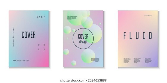Holographic Poster. 3d Shape. Multyplying Sphere Template. Purple Gradient Set. Hologram Placard. Cyberpunk Digital Banner. Minimal Background. Blue Holographic Poster