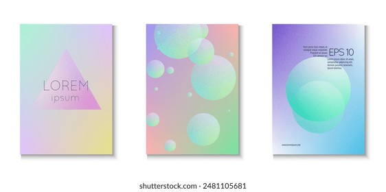Holographic Poster. Gradient Background. Creative Elements. Geometric Space Template. Purple Grain 3d Set. Memphis Banner. Noise Minimal Design. Blue Holographic Poster