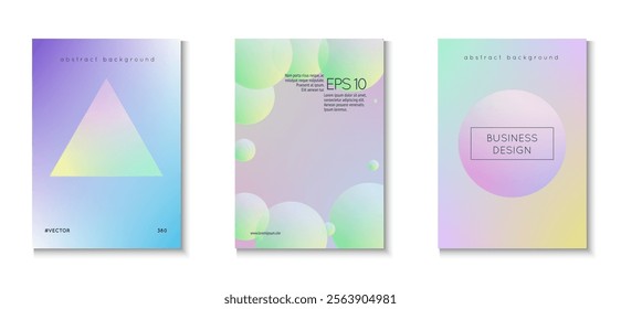 Holographic Poster. Pink 3d Set. Minimal Background. Triangle Shape. Fluorescent Elegant Banner. Aesthetic Bright Template. Hologram Elements. Purple Holographic Poster