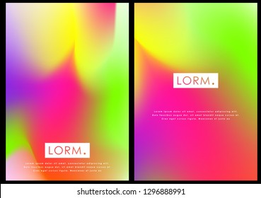 Holographic poster set. Abstract backgrounds. Futuristic holographic poster with gradient mesh.