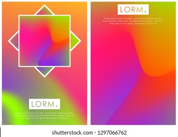 Holographic poster set. Abstract backgrounds. Futuristic holographic poster with gradient mesh.