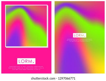 Holographic poster set. Abstract backgrounds. Futuristic holographic poster with gradient mesh.