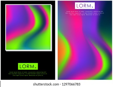 Holographic poster set. Abstract backgrounds. Futuristic holographic poster with gradient mesh.