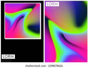 Holographic poster set. Abstract backgrounds. Futuristic holographic poster with gradient mesh.