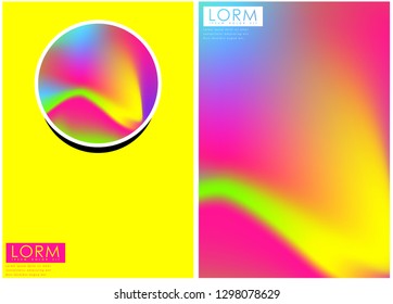 Holographic poster set. Abstract backgrounds. Futuristic holographic poster with gradient mesh.