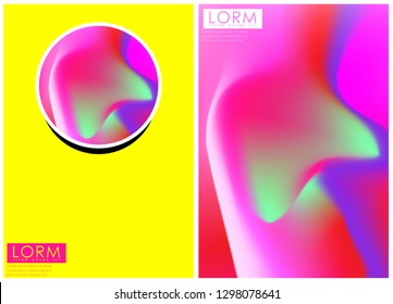Holographic poster set. Abstract backgrounds. Futuristic holographic poster with gradient mesh.