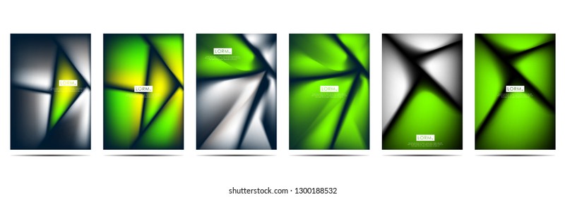 Holographic poster set. Abstract backgrounds. Futuristic holographic poster with gradient mesh.