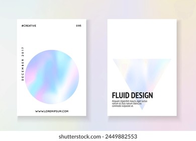 Holographic Presentation. Vintage Effect. Plastic Concept. Hologram Poster. Colourful Prism Illustration. Rainbow Shape. Violet Minimal Cover. Blue Holographic Presentation